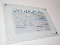 Meisterbrief in Glas